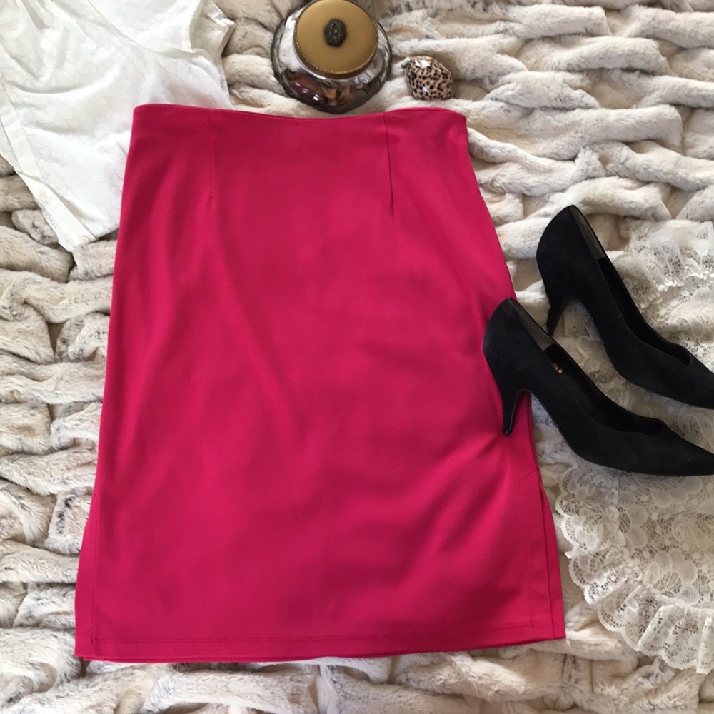Vintage Ann Taylor Hot Pink Pencil Skirt side slits sz 2
